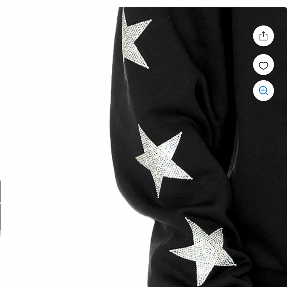 New York Giants Black Logo Star-Sleeve Pullover Sweatshirt - Picture 3 of 4